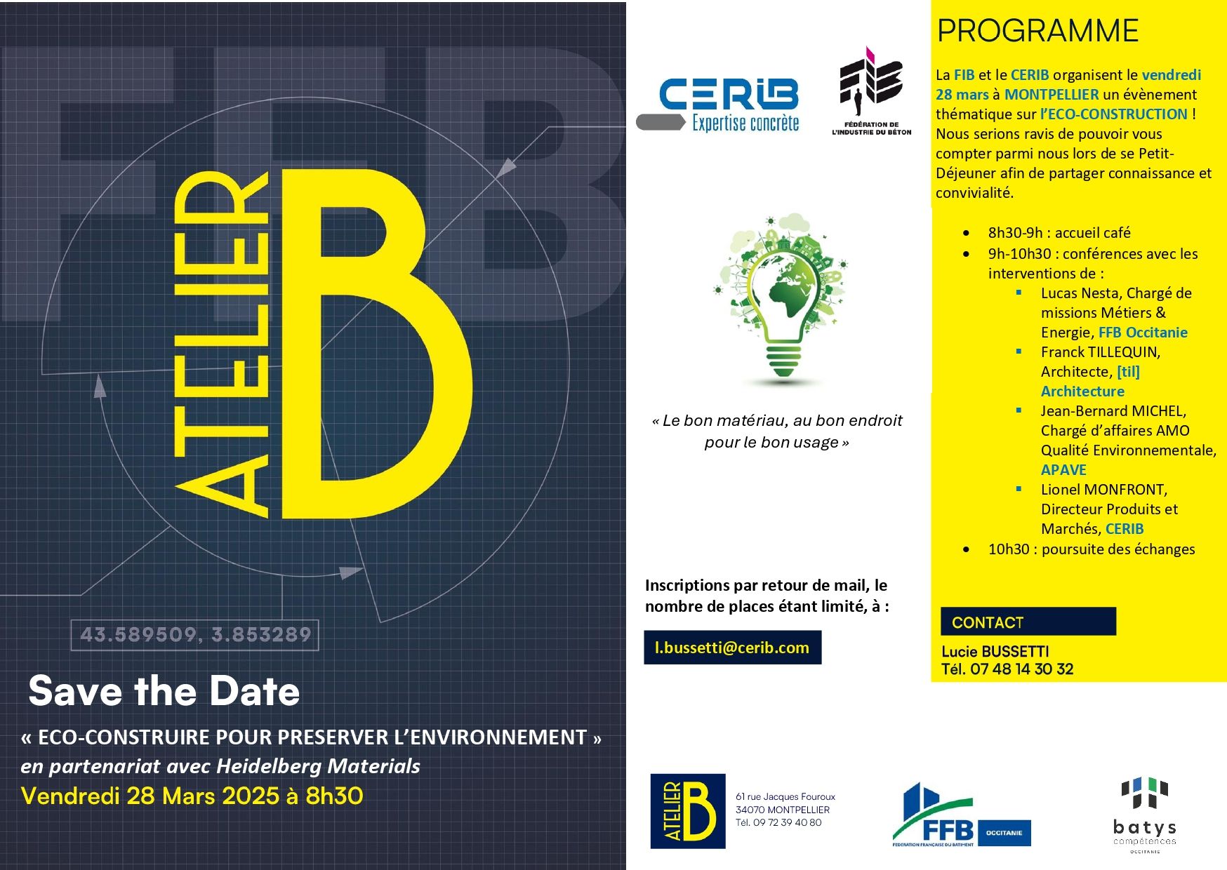 Lire la suite à propos de l’article [Save The Date] ☕ Petit-Déjeuner Thématique : « Éco-construire pour préserver l’environnement » 🍃