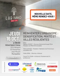 affiche Lab immo 16/10/25 Réinventer l'urbanisme : Densification, mixité et villes résilientes